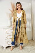 HEYSON Full Size Tie Front Ruffled Duster Cardigan