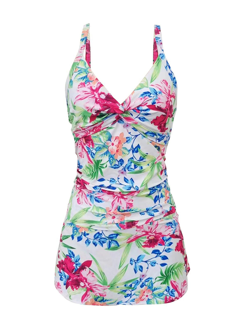 Printed Spaghetti Strap Top and Skirt Swim Set