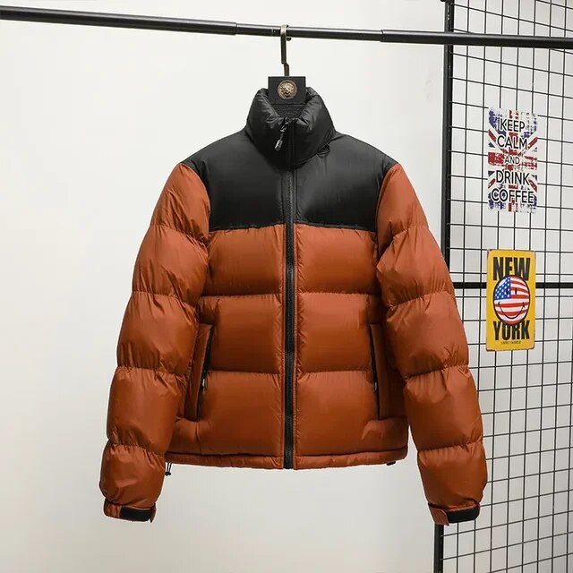 Men's Winter Double Colored Patchwork Parkas Coat