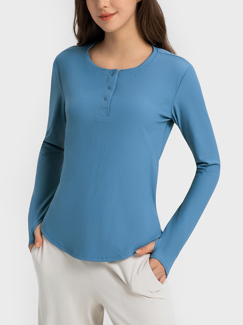 Round Neck Long Sleeve Sport Top