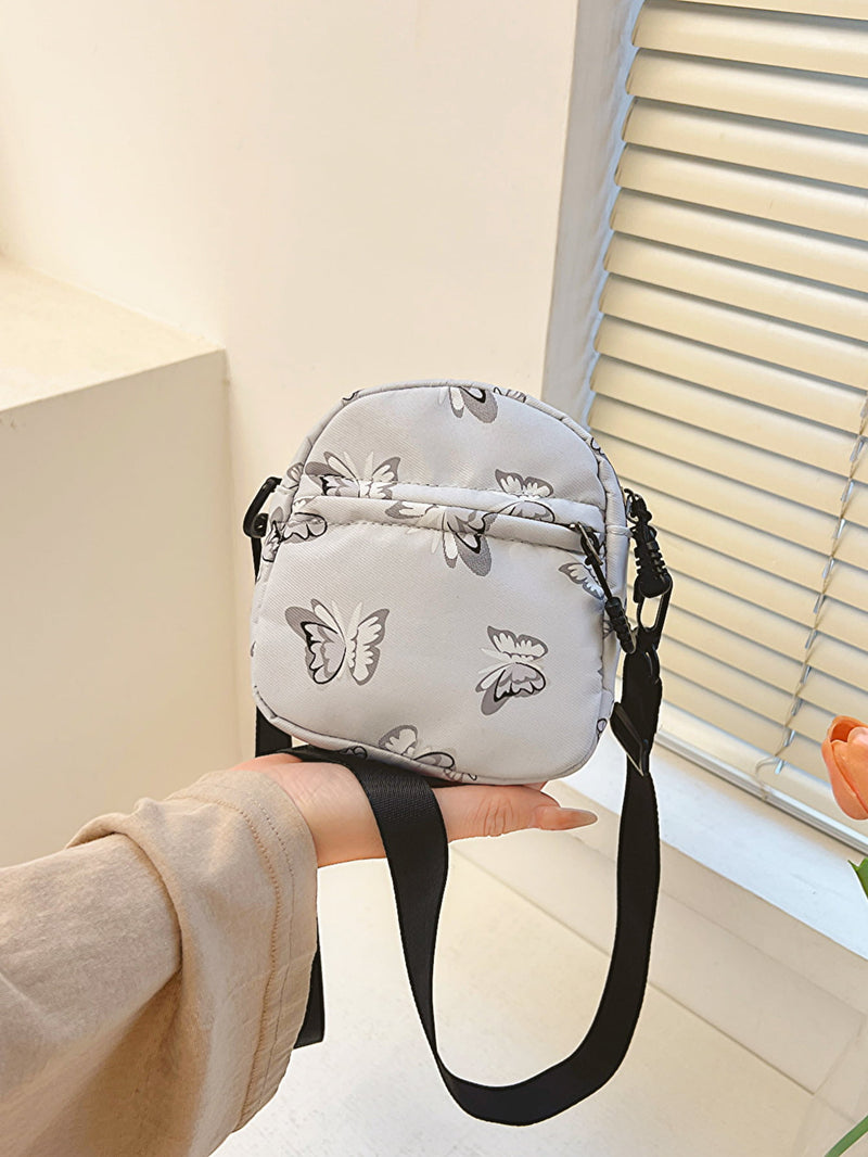 Butterfly Print Polyester Shoulder Bag