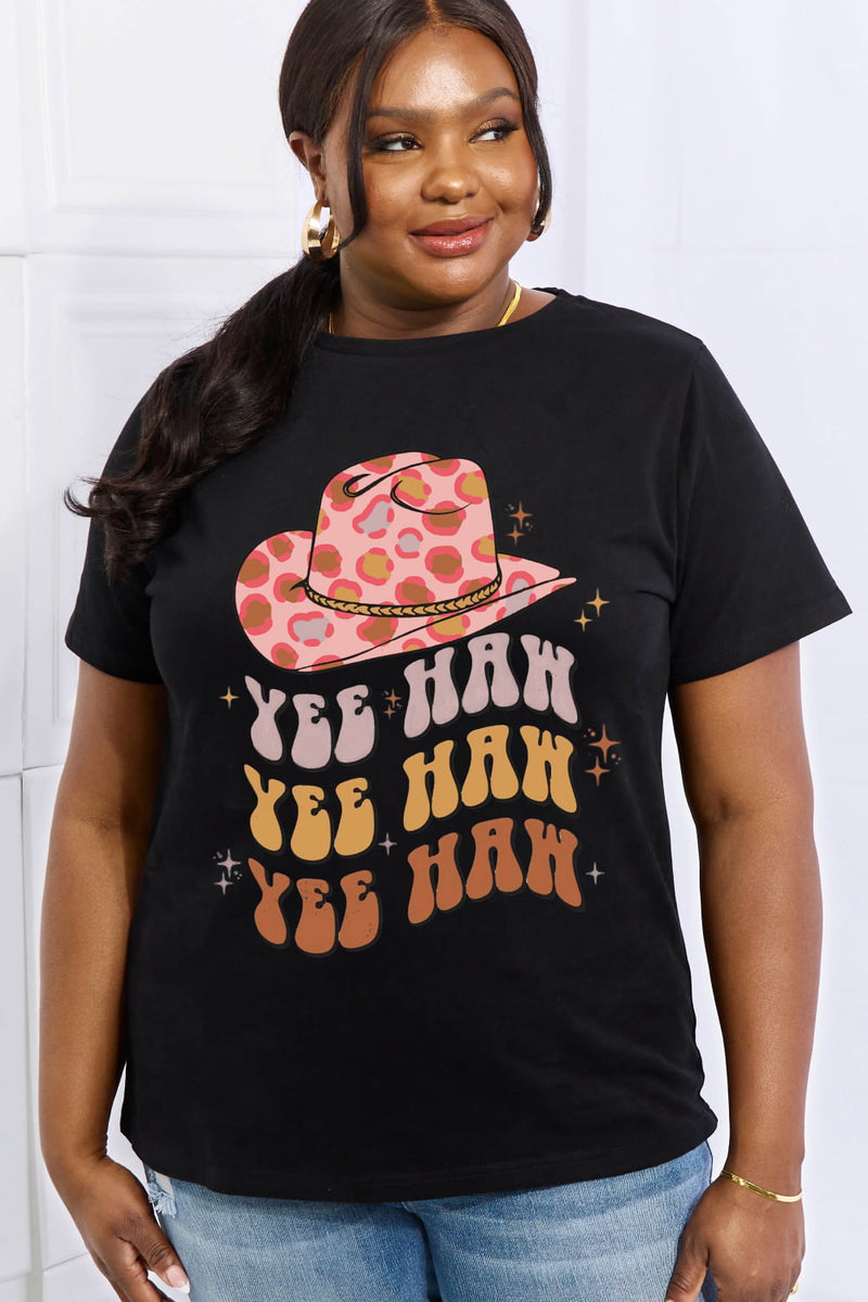 Simply Love Full Size YEE HAH YEE HAH YEE HAH Graphic Cotton Tee