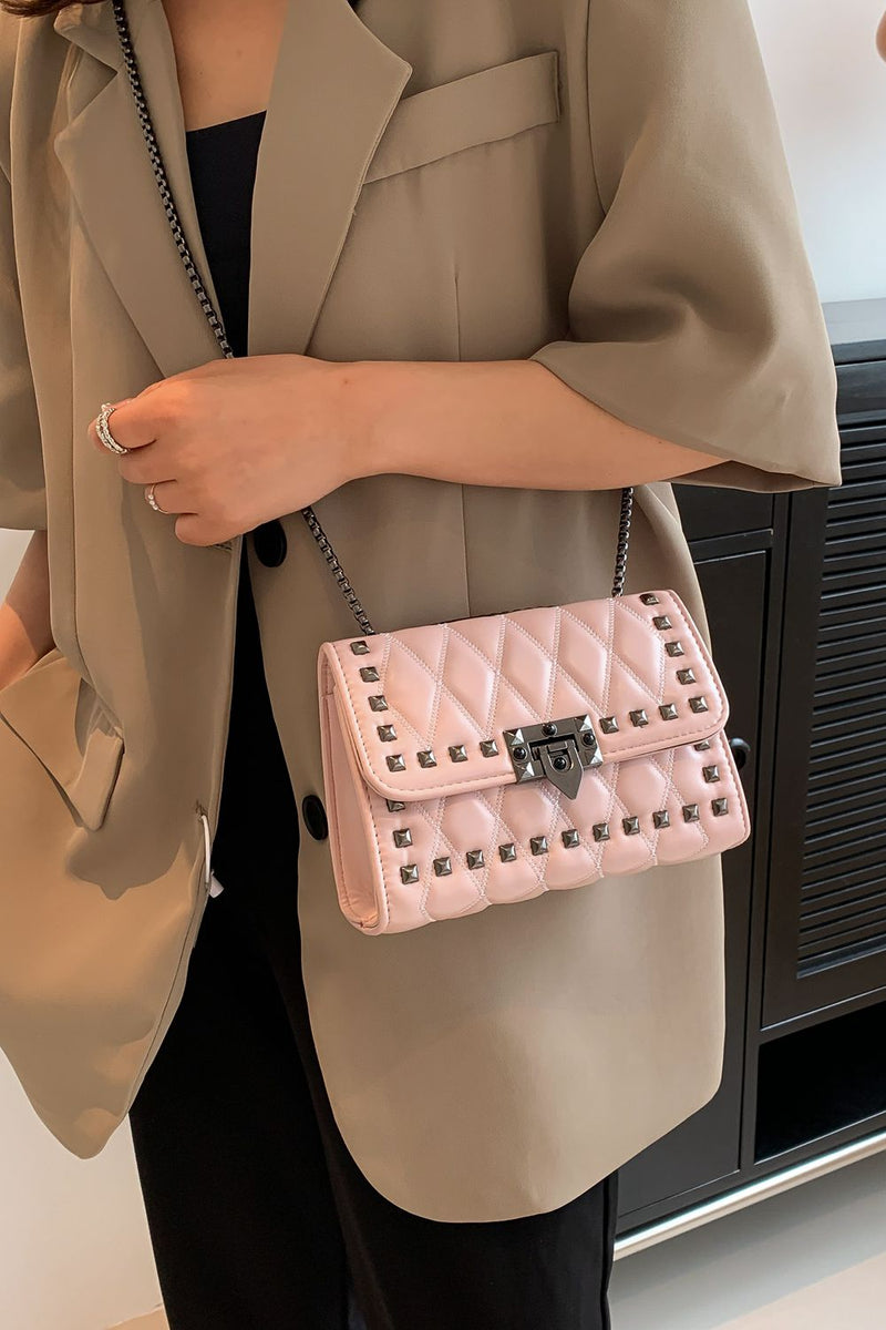 Studded PU Leather Crossbody Bag