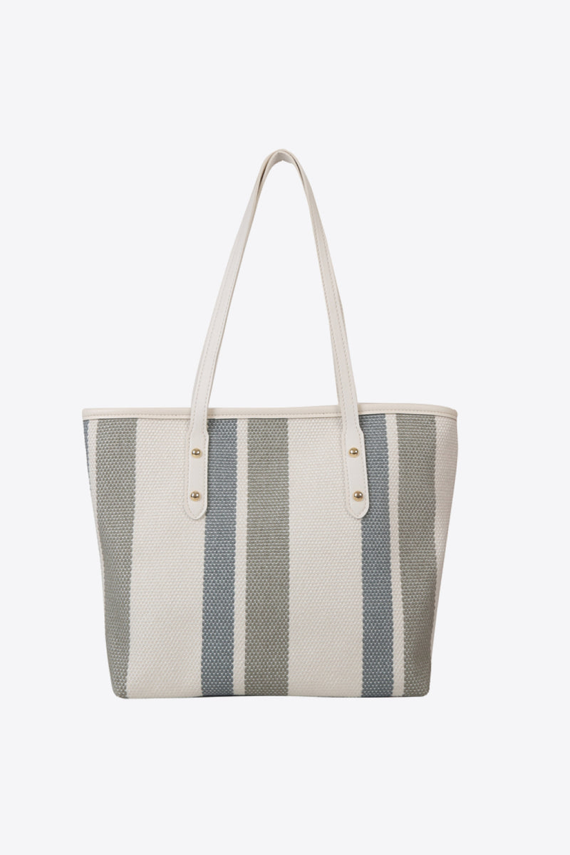 Striped Straw Tote Bag