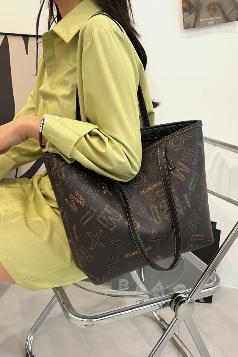 Printed PU Leather Tote Bag