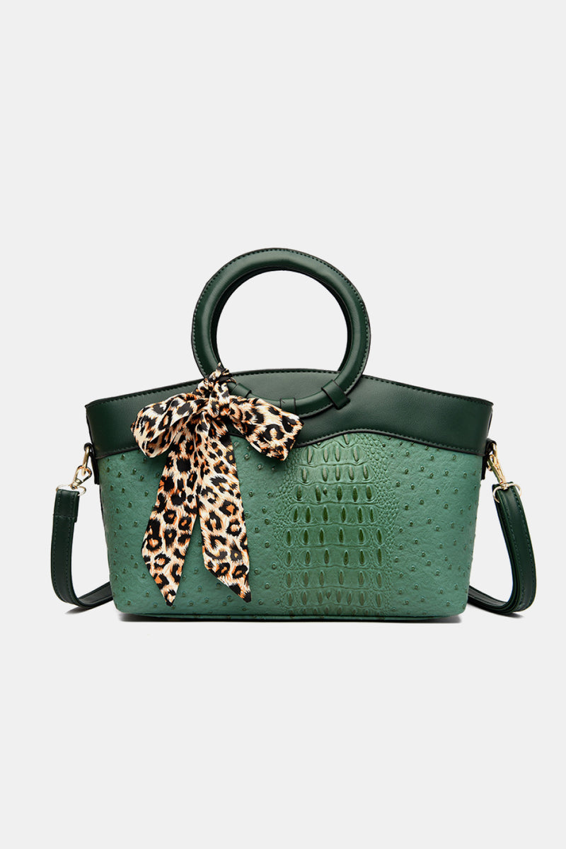 PU Leather Leopard Tie Shoulder Bag