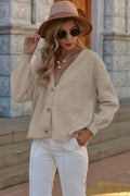 V-Neck Button-Down Dropped Shoulder Cardigan