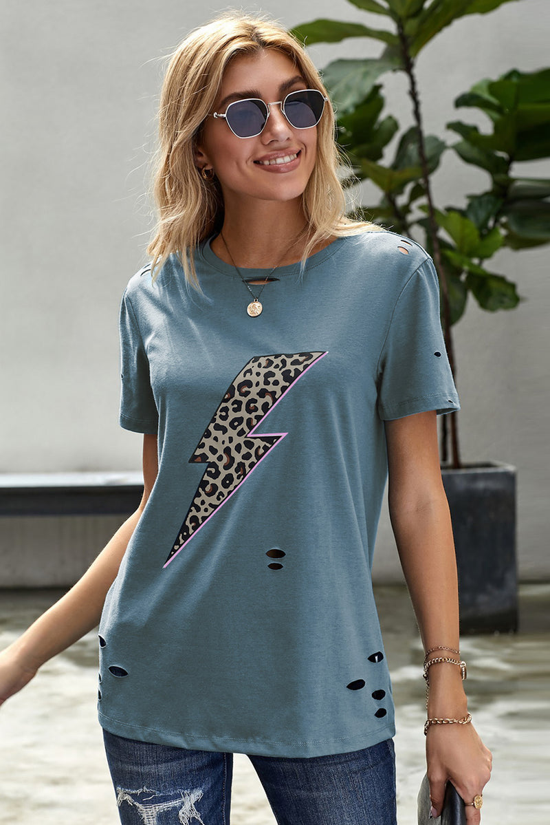 Leopard Lip Distressed T-Shirt