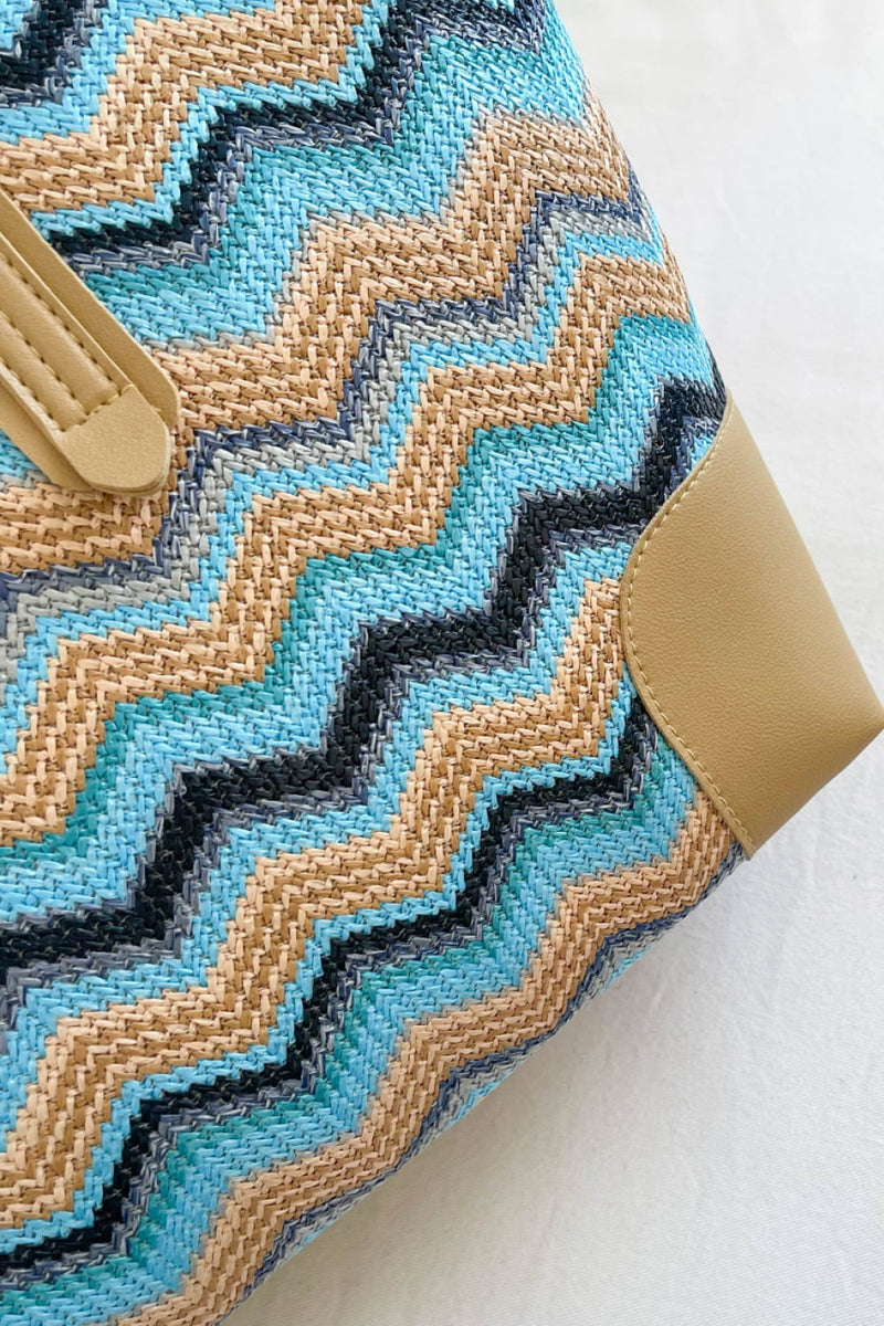 Chevron Straw Tote Bag