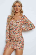 Floral Long-Sleeve Bodycon Dress