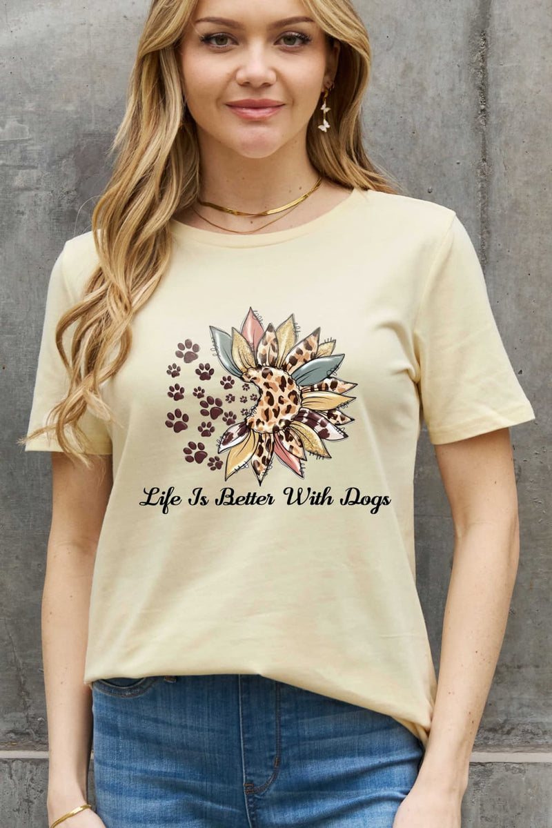 Simply Love Simply Love Full Size LIFE IS BETTER WITH DOGS Graphic Cotton Tee