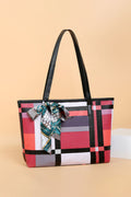 Adored Color Block Tie Detail PU Leather Tote Bag