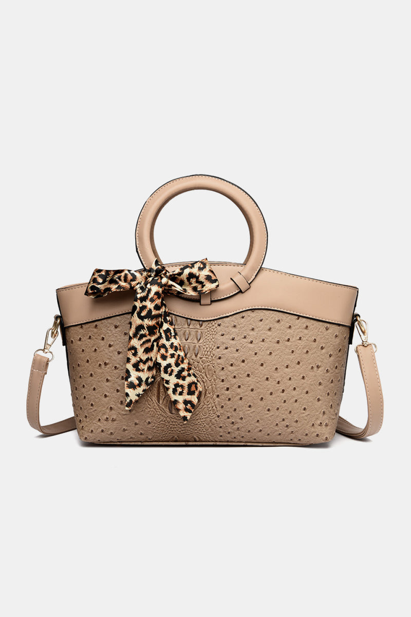 PU Leather Leopard Tie Shoulder Bag