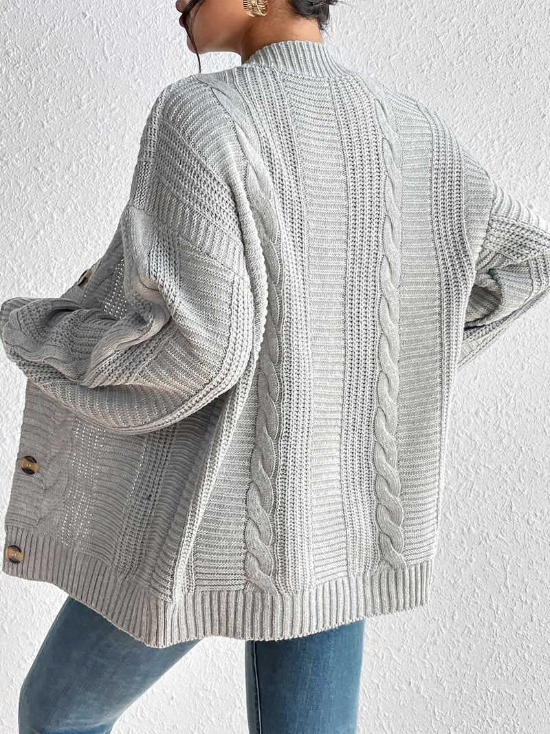 Cable-Knit Button Down Cardigan