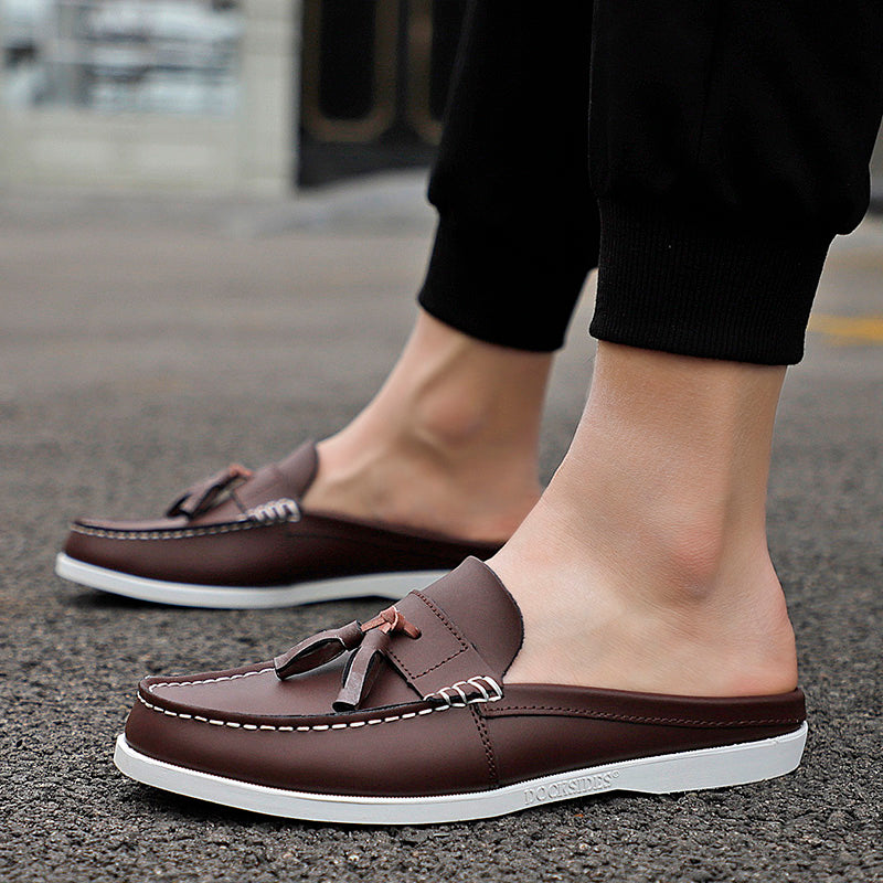 Men's Casual PU Leather Classic Backless Loafers