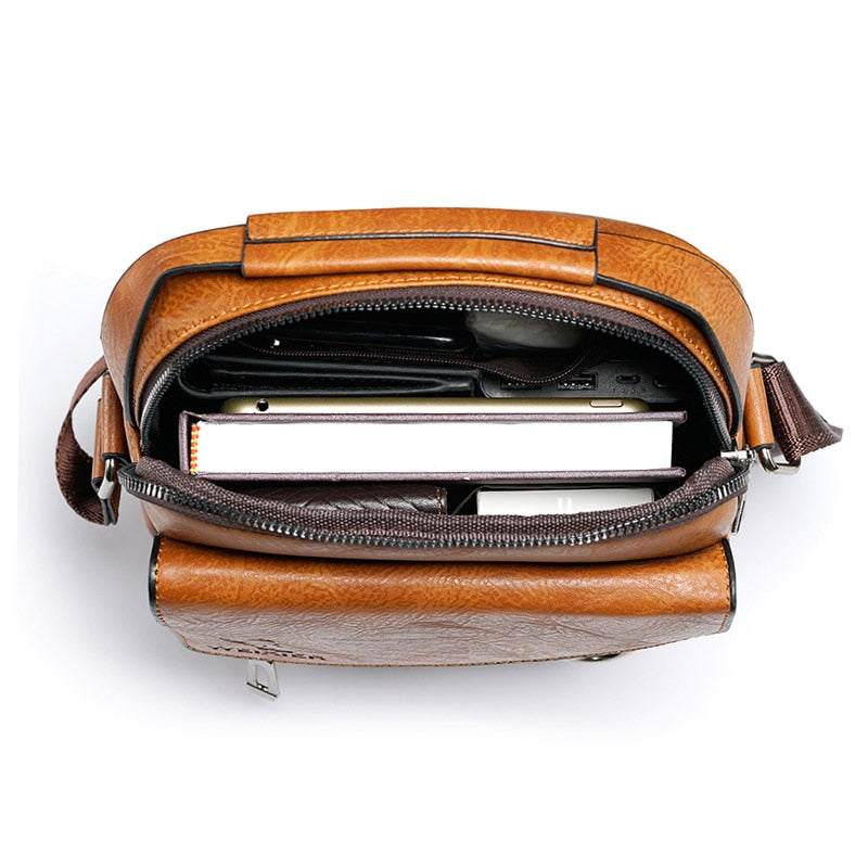 WEIXER Men's Crossbody PU Leather Bag