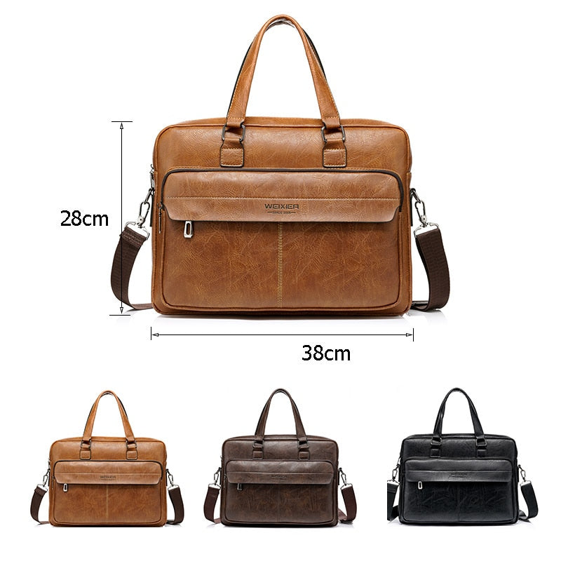 WEIXIER Men's PU Leather Briefcase Business Bag