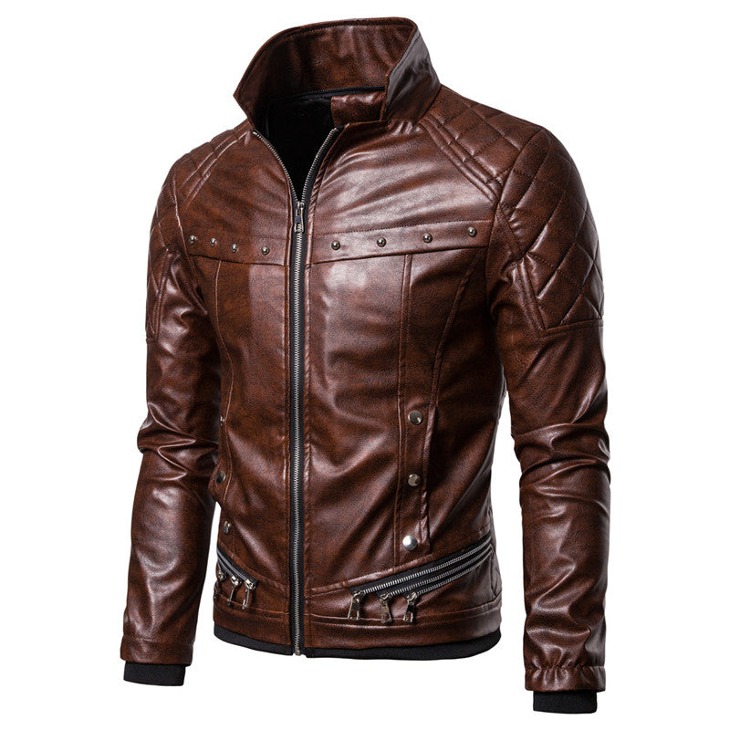 Men's Punk Style  PU Leather Fur Collar Jacket