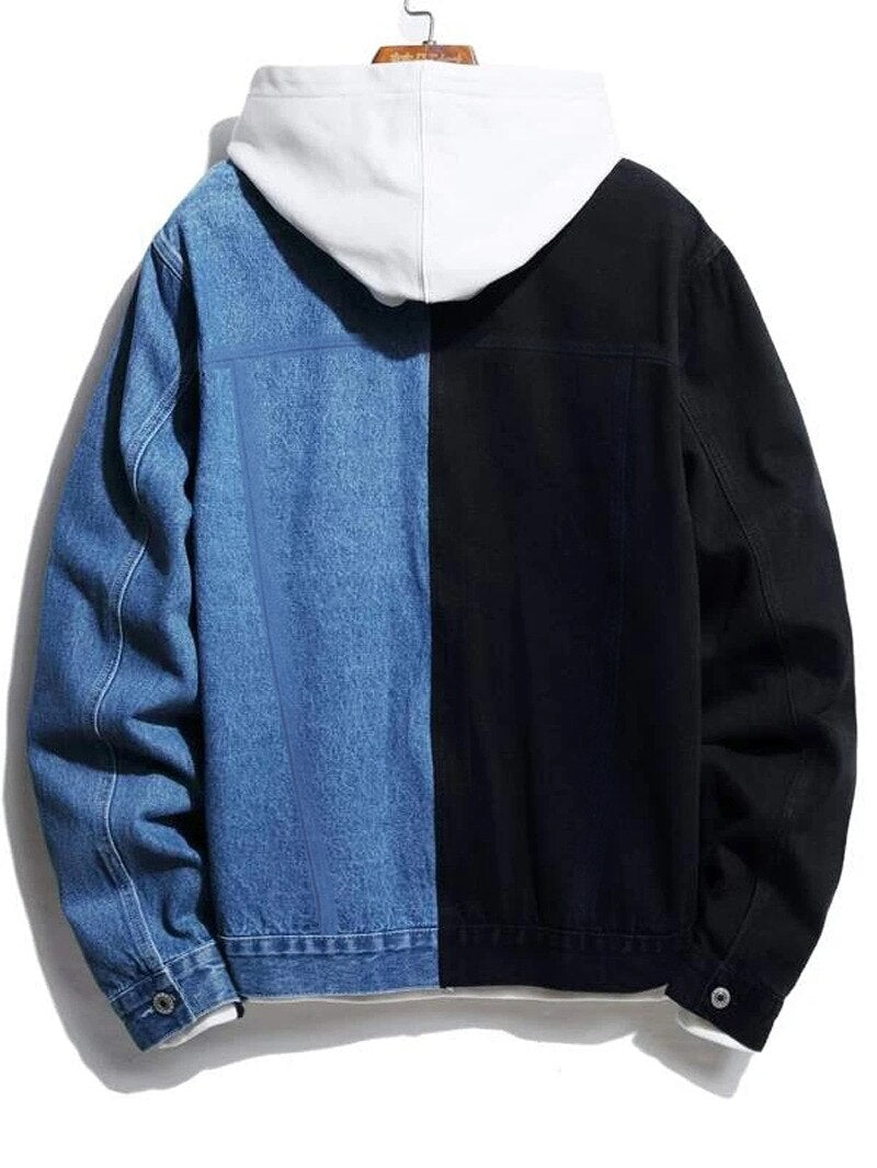 Men's Patchwork Collar Outwear Denim Jacket