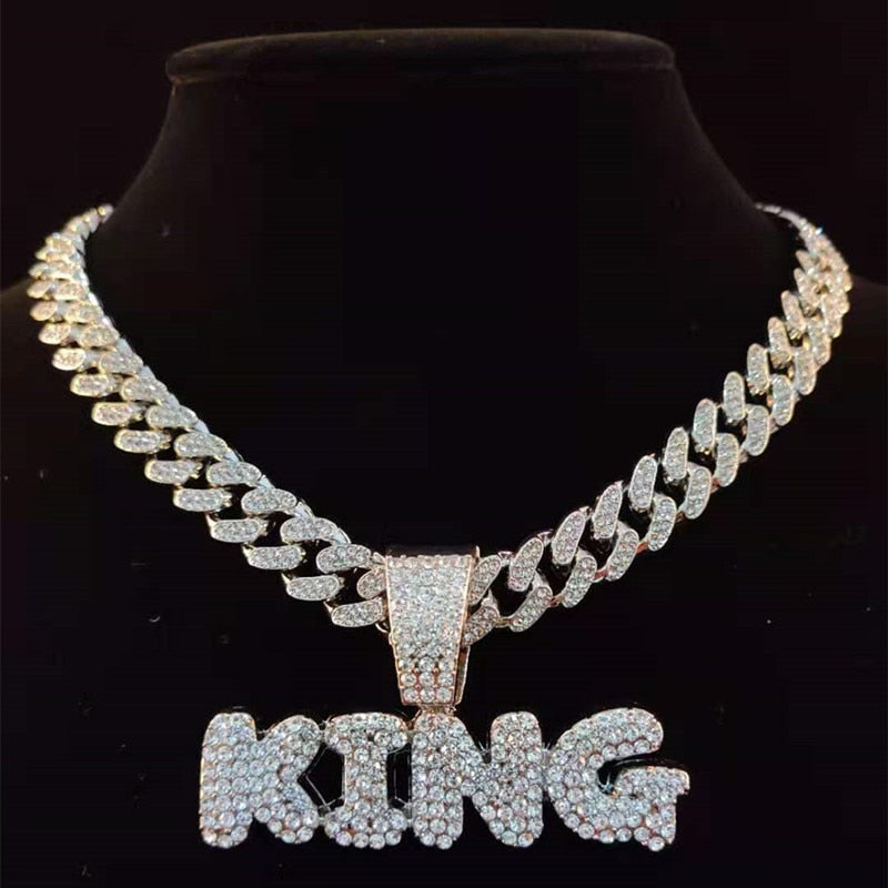 KING Pendant Men's Iced Out Necklace