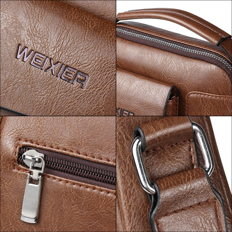 WEIXIER Men's Multi-Function PU Leather Shoulder Bag