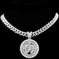 Unisex Bling Rhinestone Dollar Pendant Necklace