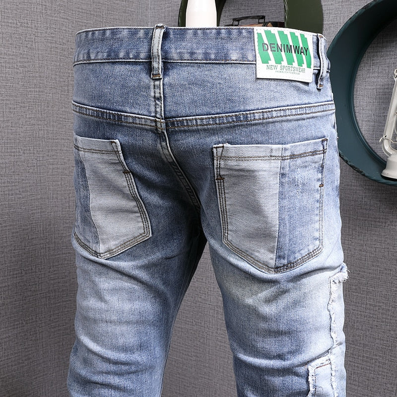 Men's American's Street Style Retro Light Blue Jeans