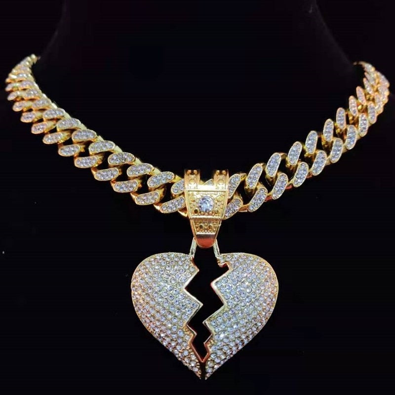 Unisex Heartbroken Hip Hop Iced Out Necklace