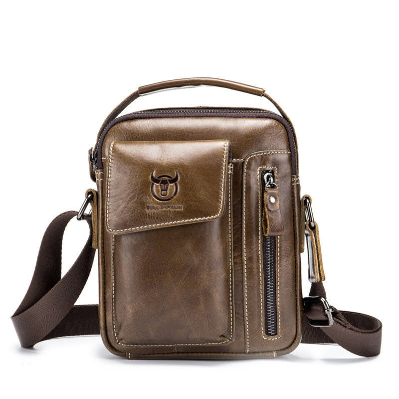 BULLCAPTAIN Men's Genuine Leather Crossbody Shoulder Bag