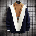 Men's Slim Fit Color Block Cashmere Pullover