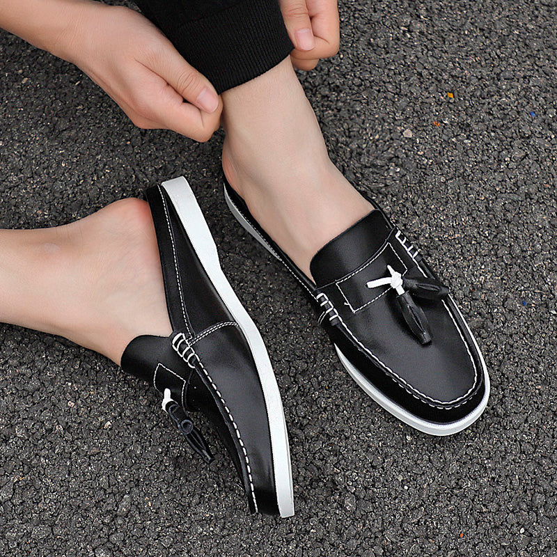 Men's Casual PU Leather Classic Backless Loafers