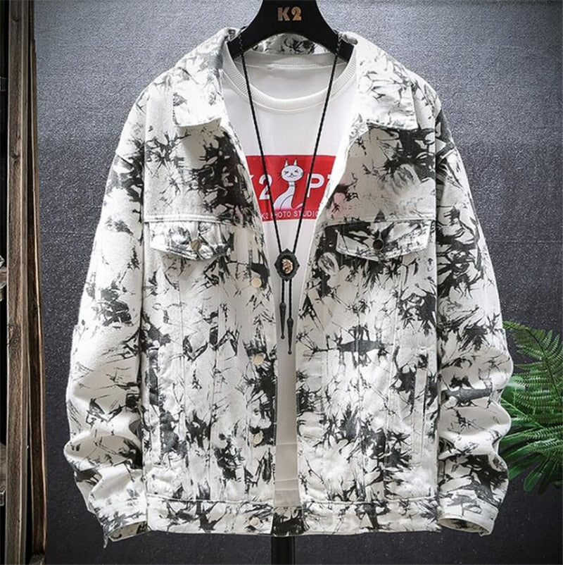 Men's Trendy Tie Dyed Denim Shirt Jacket