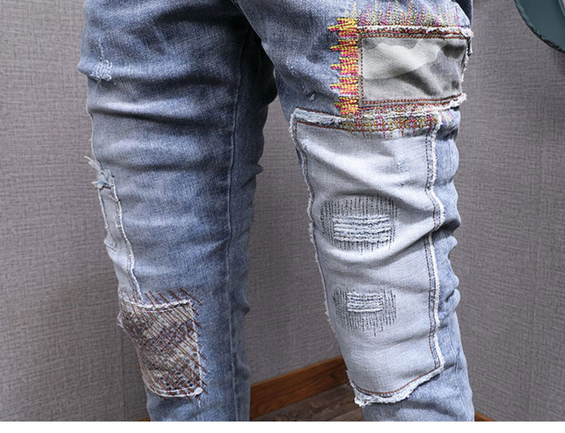 Men's American's Street Style Retro Light Blue Jeans