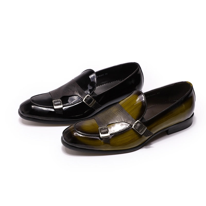 FC Men's Patent Leather Buckle Detail Wedding Loafers