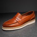 YOM Men's Breathable Cowhide Leather British Loafers