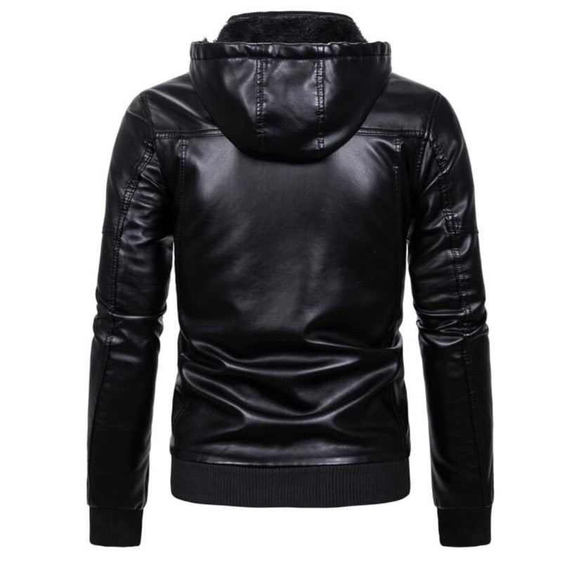 Men's Autumn Winter Motorcycle PU Leather Jacket