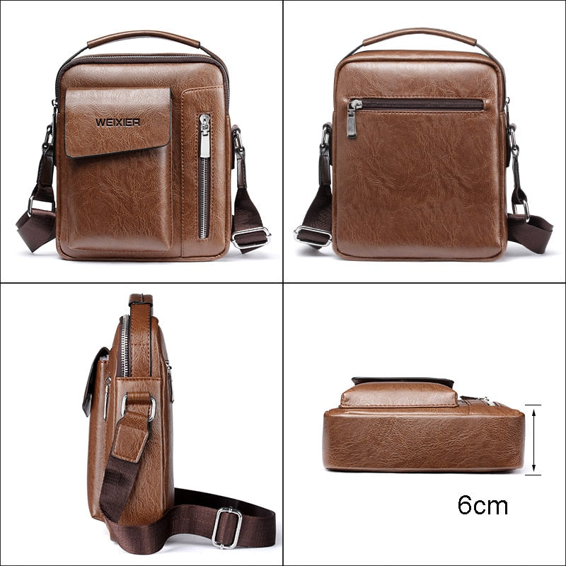 WEIXIER Men's Multi-Function PU Leather Shoulder Bag