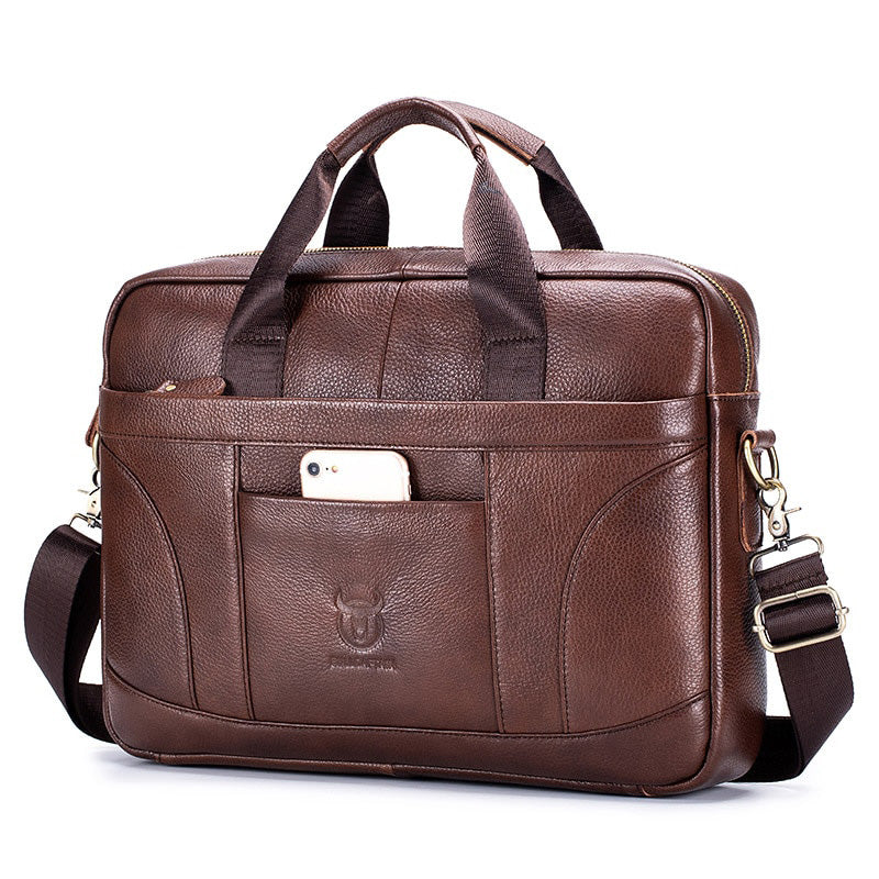 BULLCAPTAIN Men's Genuine Leather Business Briefcase bag