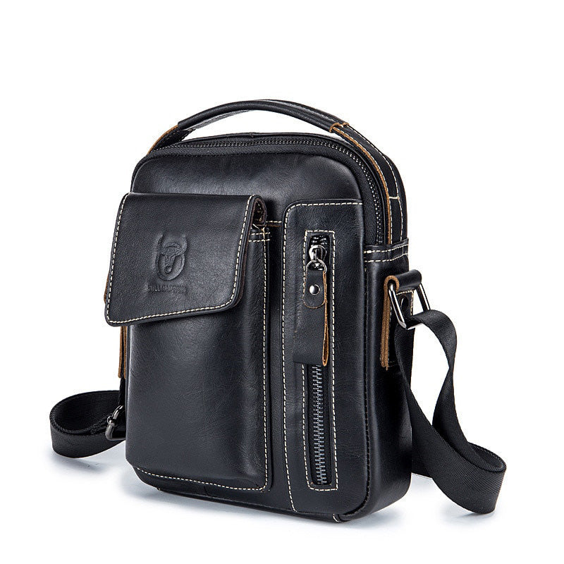 BULLCAPTAIN Men's Genuine Leather Crossbody Shoulder Bag