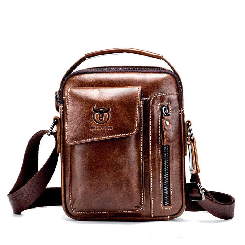 BULLCAPTAIN Men's Genuine Leather Crossbody Shoulder Bag