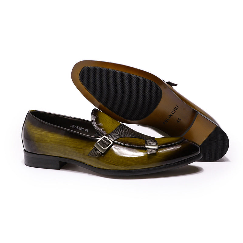 FC Men's Patent Leather Buckle Detail Wedding Loafers