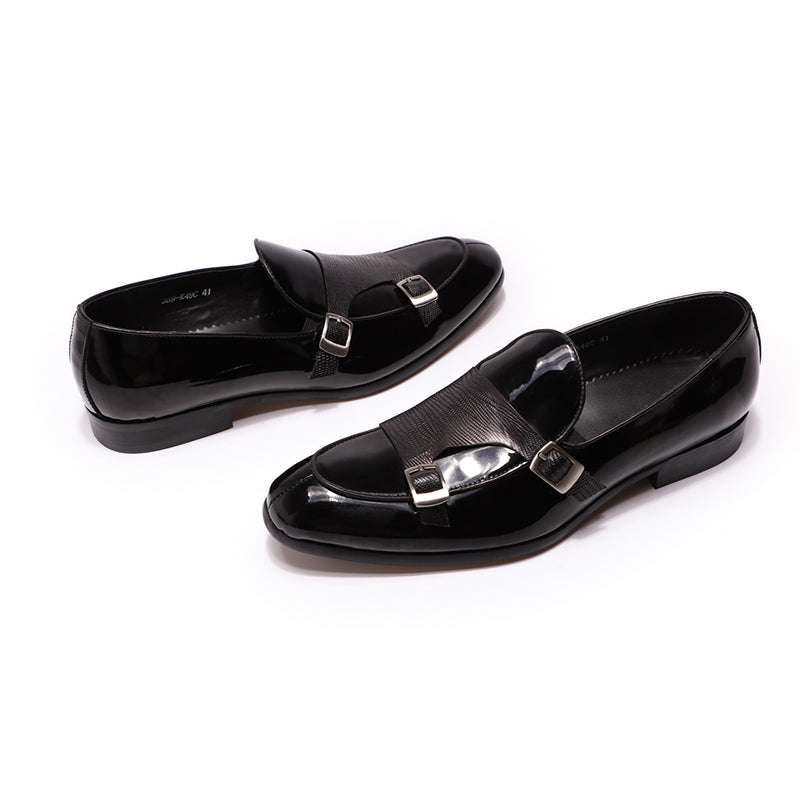 FC Men's Patent Leather Buckle Detail Wedding Loafers