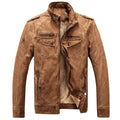 Men's Winter Thick Wool Interior PU Leather Jacket