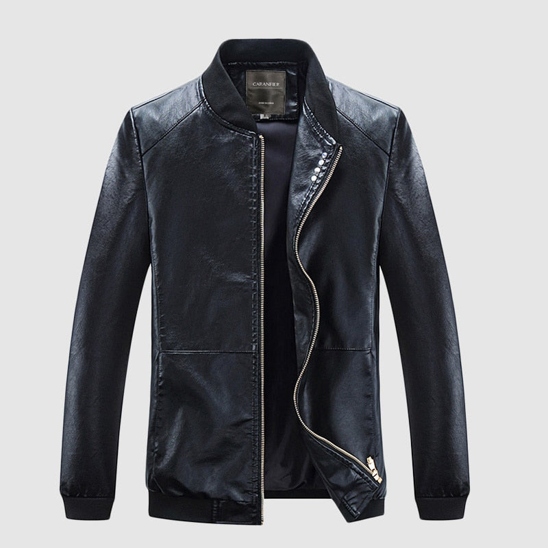 CARANFIER Men's Fashion Faux Leather Jackets