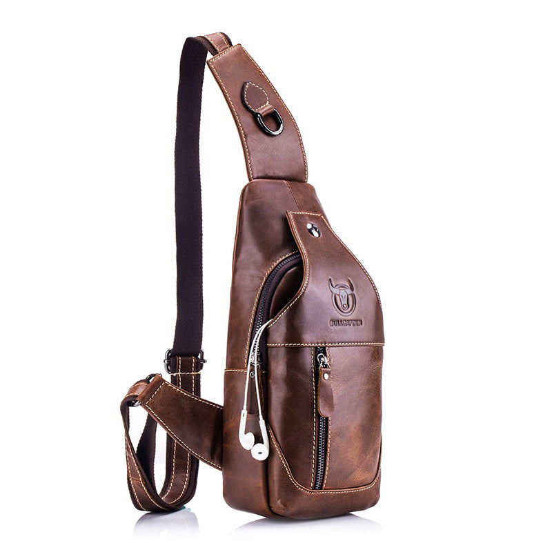 BULLCAPTAIN  Men's Leather Messenger Chest Bag