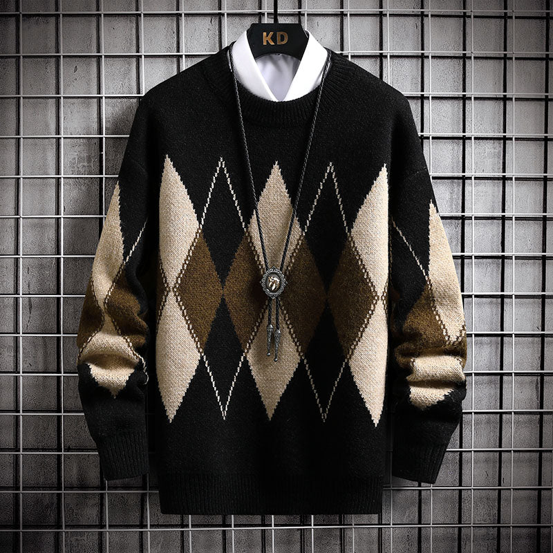 Men's Fashion Argyle Knitted Pullover