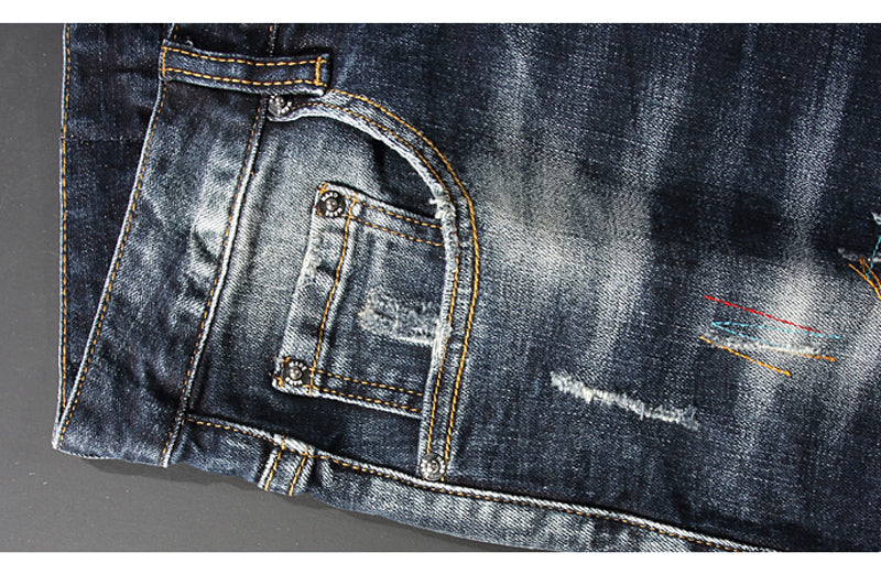 Men's Streetwear Denim Punk Retro Distressed Jeans