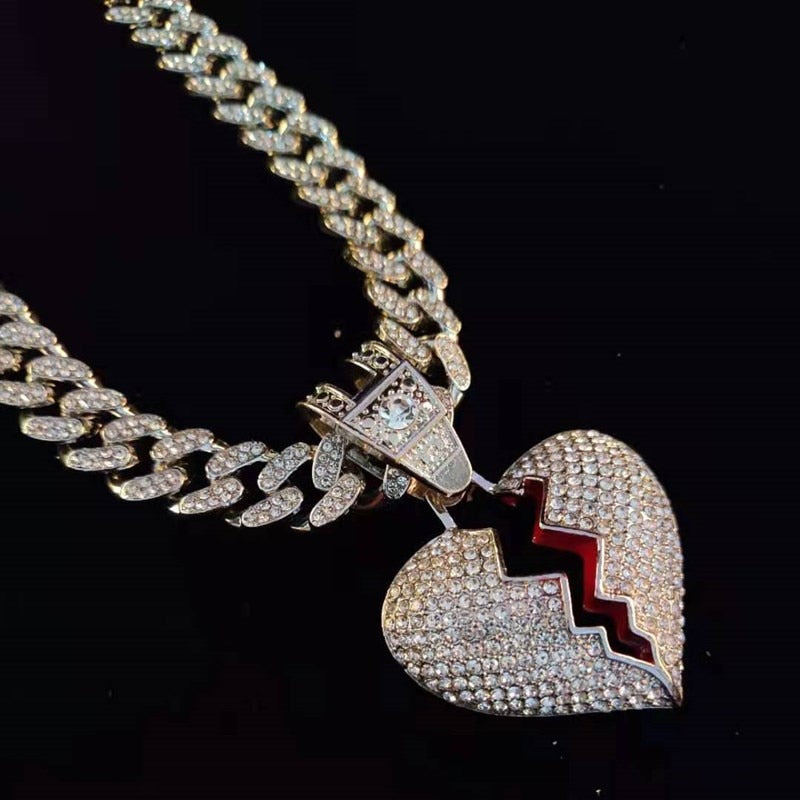 Unisex Heartbroken Hip Hop Iced Out Necklace