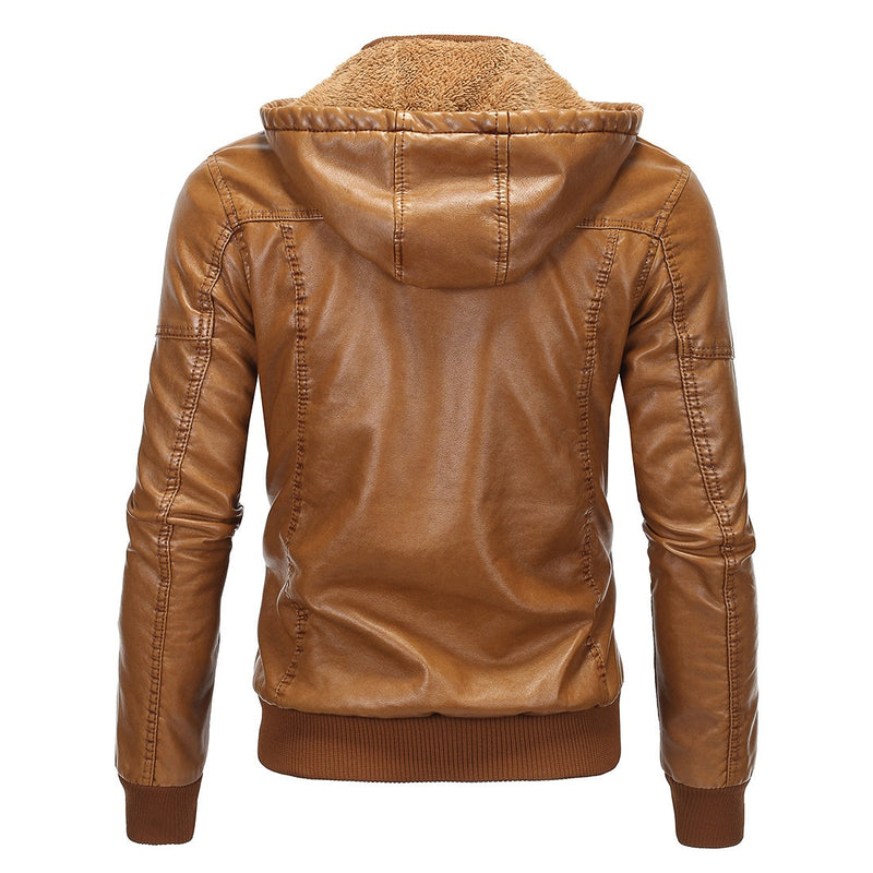 Men's Autumn Winter Motorcycle PU Leather Jacket