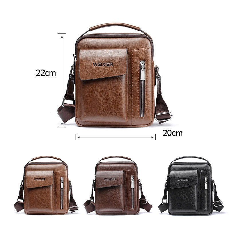 WEIXIER Men's Multi-Function PU Leather Shoulder Bag